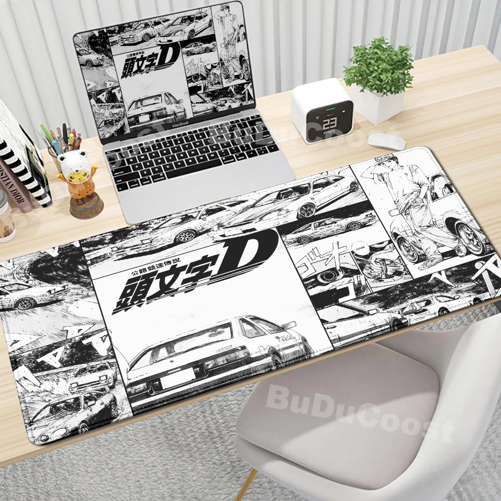 

Gaming Mouse Pad Non-slip Mausepad Anime Initial D Keyboard Mats Large Office Deskmat Black And White Art Rubber Mice Pad Carpet