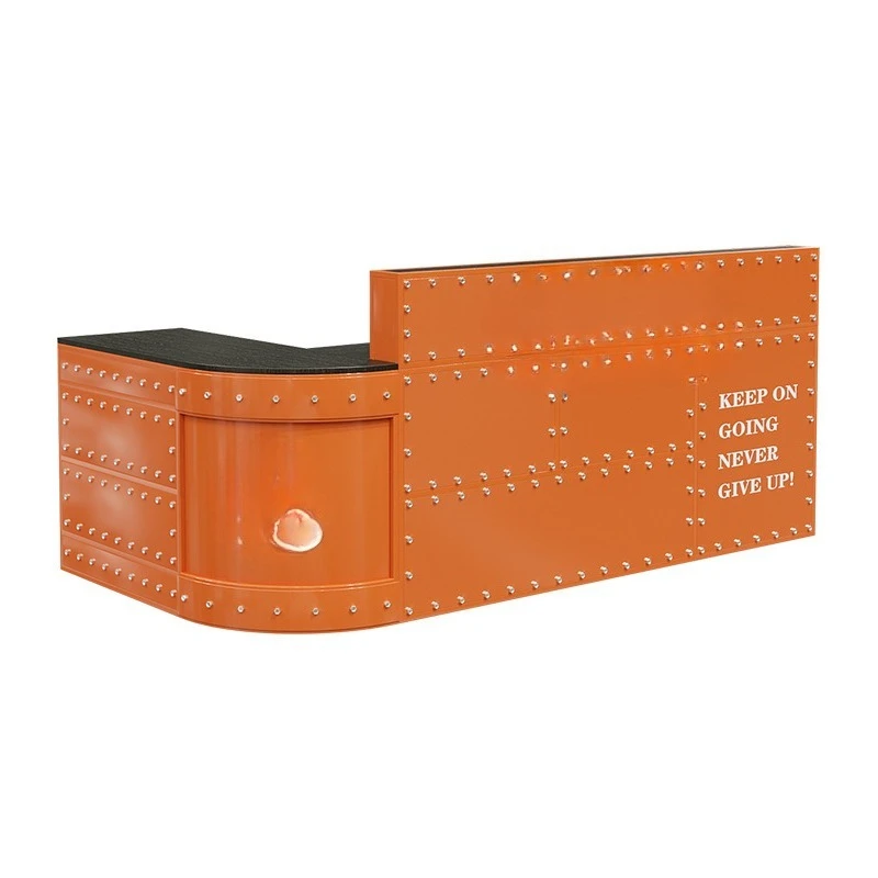 

Industrial style creative retro corner reception desk wrought iron bar rivet milk tea shop clothing store checkout page