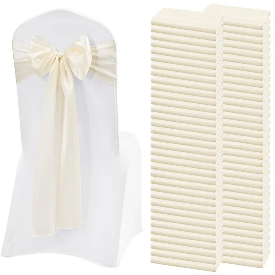 

Кусочки атласных стульев цвета слоновой кости для свадебного приема, вечеринки, отеля, дома, кухни, украшения цвета слоновой кости