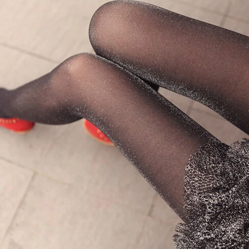 New Shiny student girl Pantyhose The silver wire shines brightly Stockings Womens Glossy Glitter female medias sexys Club Tights