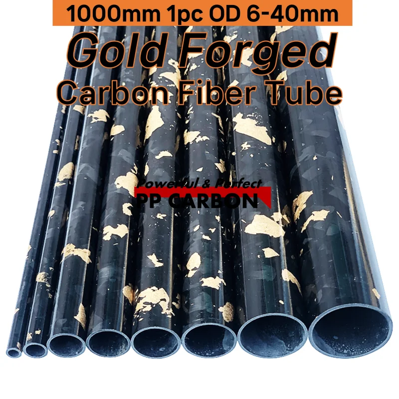 1000mm Forged Carbon Fiber Tube 8mm 12mm 18mm 20mm 25mm 28mm 30mm Glossy Gold Weave 3K High Composite Material