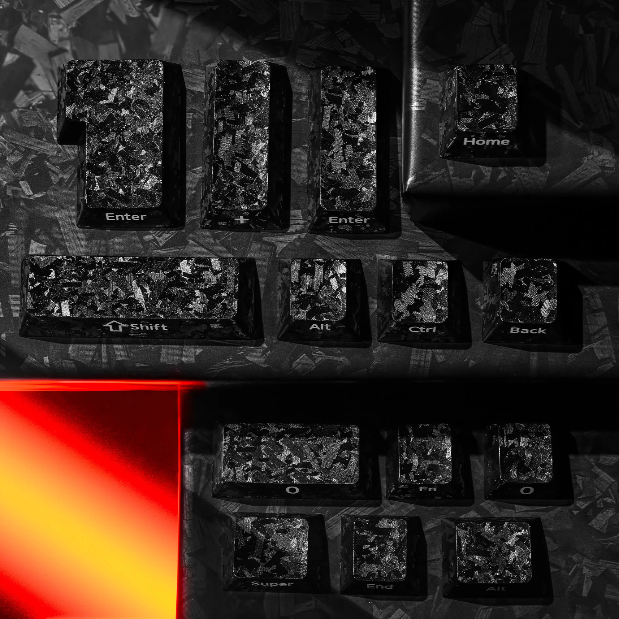 Black Carbon Fiber Texture Cherry Profile PC Keycap Non-Transparent Legends Key Caps For MX Switch 75% 60% 65% 100% Keyboards
