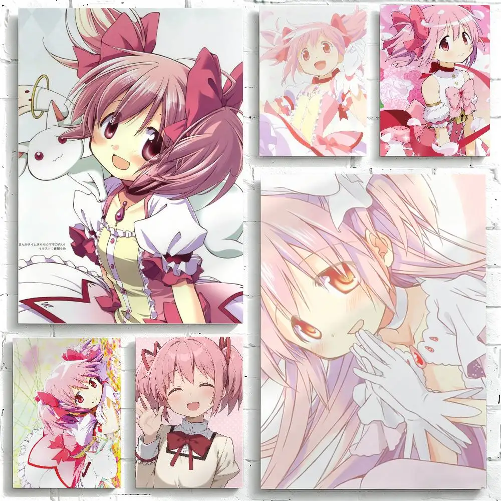 Cartoon Character M-Madoka K-Kaname Poster Waterproof Wall Art Sticker For Bar Living Room Vintage Decor High Quality Print Gift