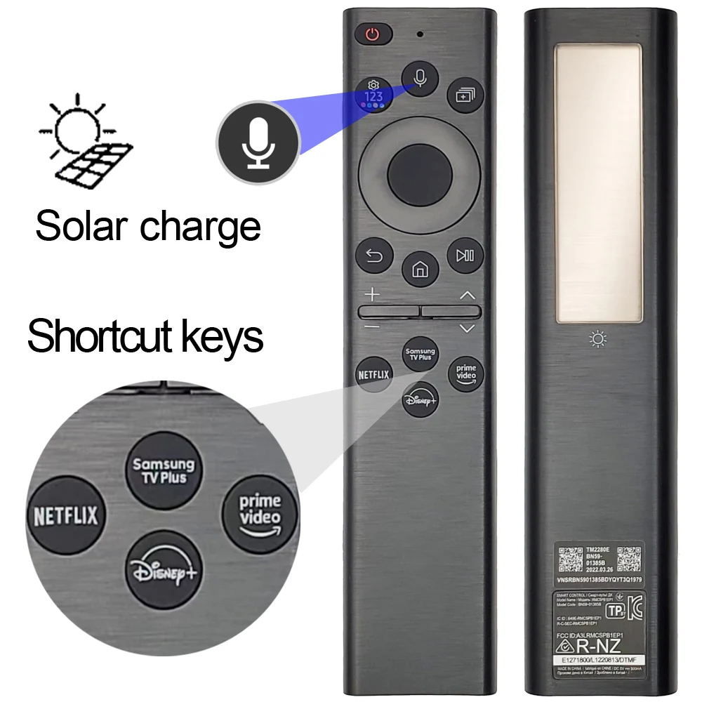 

Mando a distancia Solar recargable por voz para TV Samsung, mando a distancia recargable por BN59-01385B para modelos Q70B, Q80B