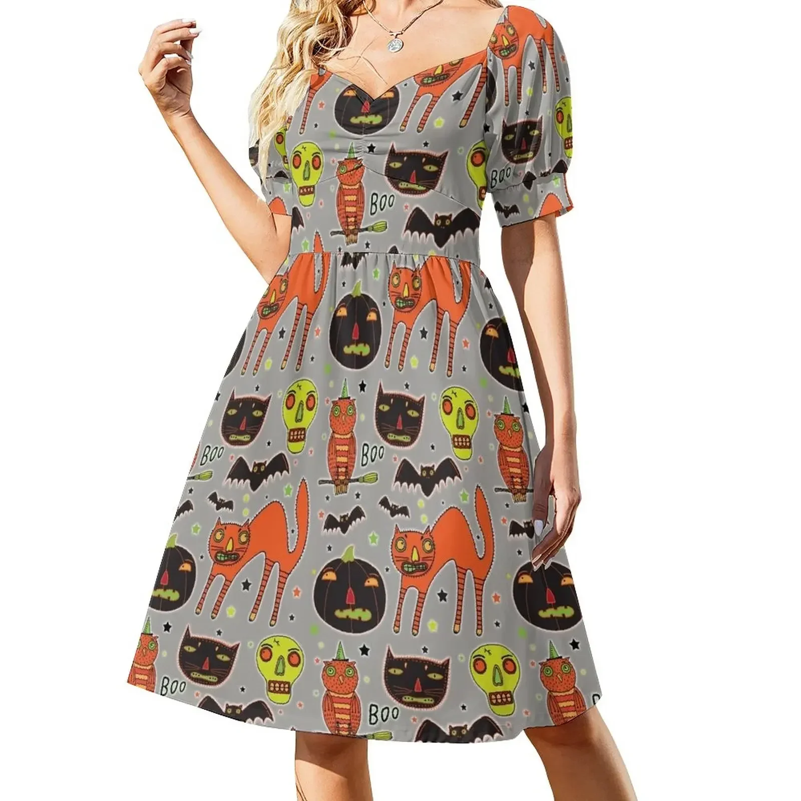

Faces of Halloween Short-Sleeved Dress evening dresses luxury 2025 sensual sexy dress for women