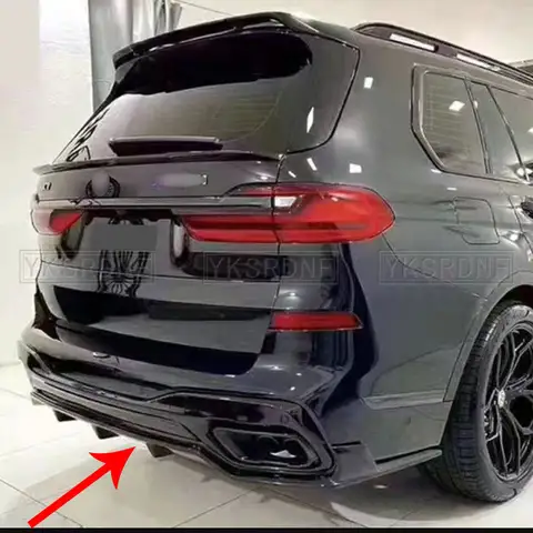 리어 범퍼 디퓨저 립, BMW G07 X7 M 스포츠 2019-2020 ABS 탄소 섬유 룩, 자동차 스퀘어 배기 가드 부트 스포일러 플레이트 트림
