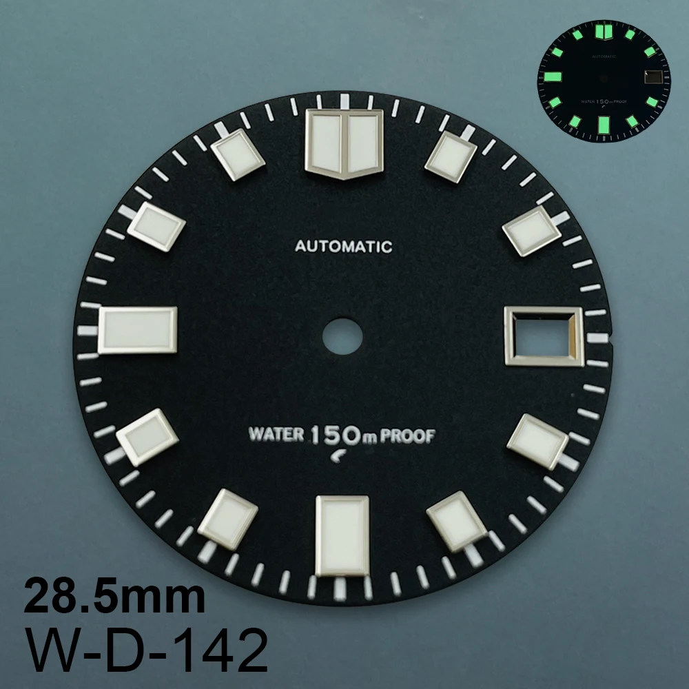 28.5mm S Logo Matte Dive Dial Fit NH35/NH36/4R/7S Japan Movement C3 Green Luminous High Quality Watch Modification Accessories