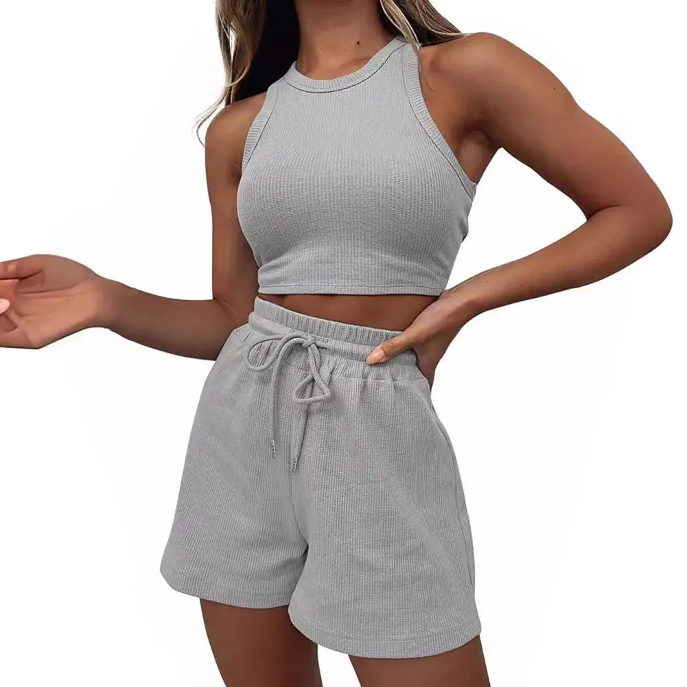 2024 Summer 2-piece Set for Women New Sleeveless Fashion Comfortable Solid Color Tank Top Fashion Casual Short