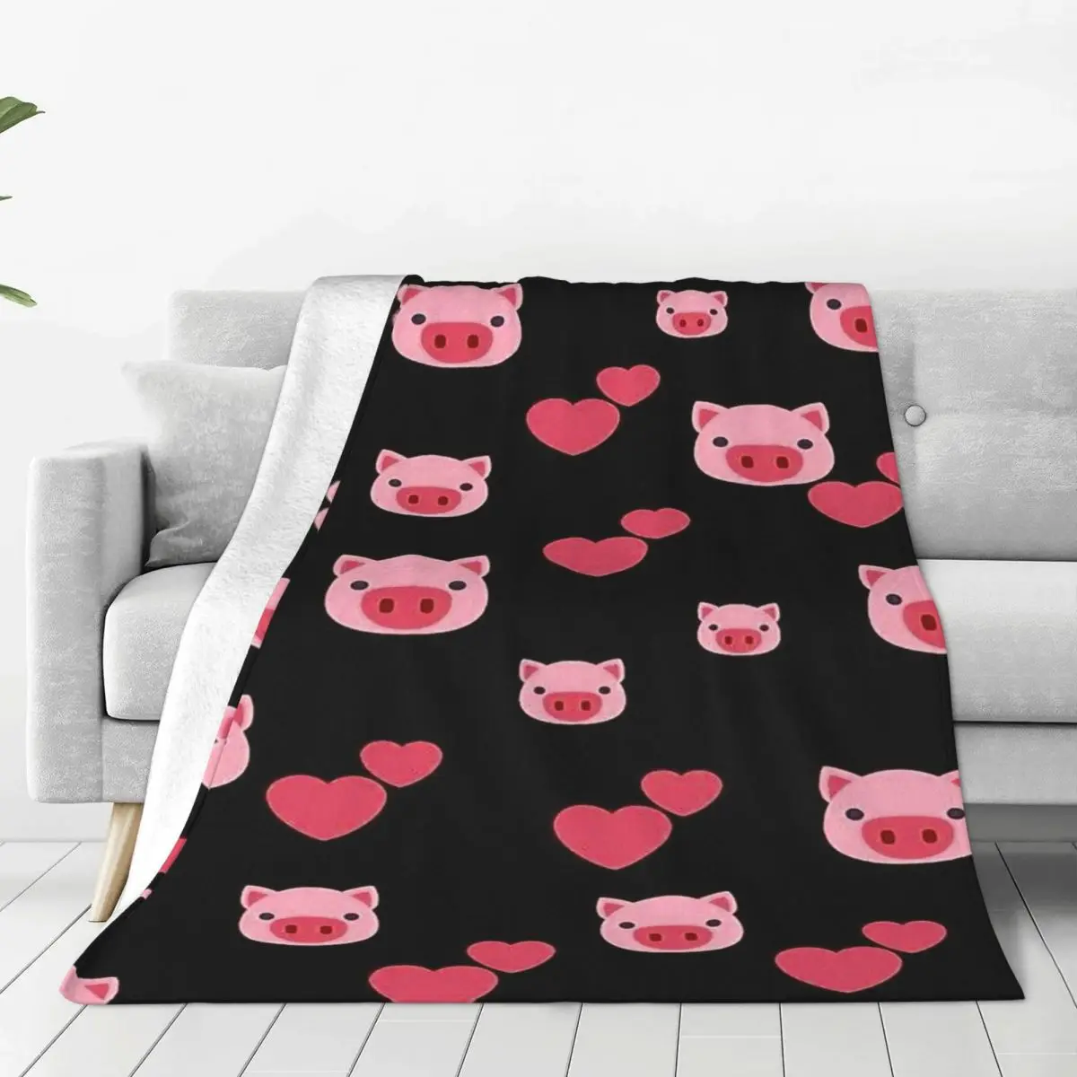 

Cute Pig Animal Blanket Sofa Cover Flannel Spring Autumn Collage Cartoon Thin Throw Blankets for Sofa Office Plush Thin Quilt