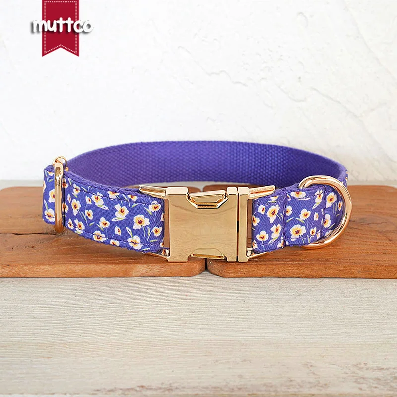 MUTTCO this purple floral pet collar LADY BLUE FAIRY showcases the vibrancy of spring UDL173