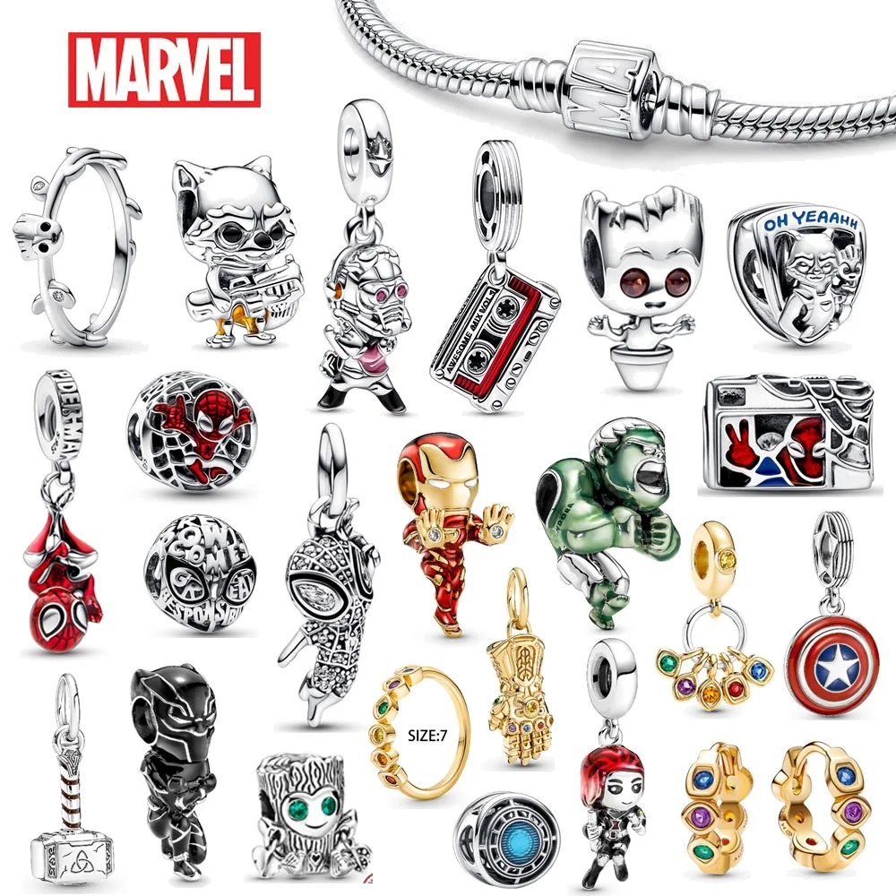 

Marvel 925 Sterling Silver Disney Charm Fits Original Spider Man Pandora Bracelet Anime Movie Character Super Diy Beads Gift