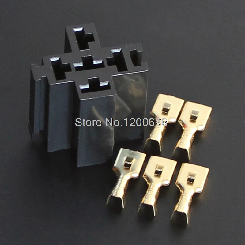 

10Sets relay Holder Base connector Automotive relay socket connector with 6.3MM copper terminals