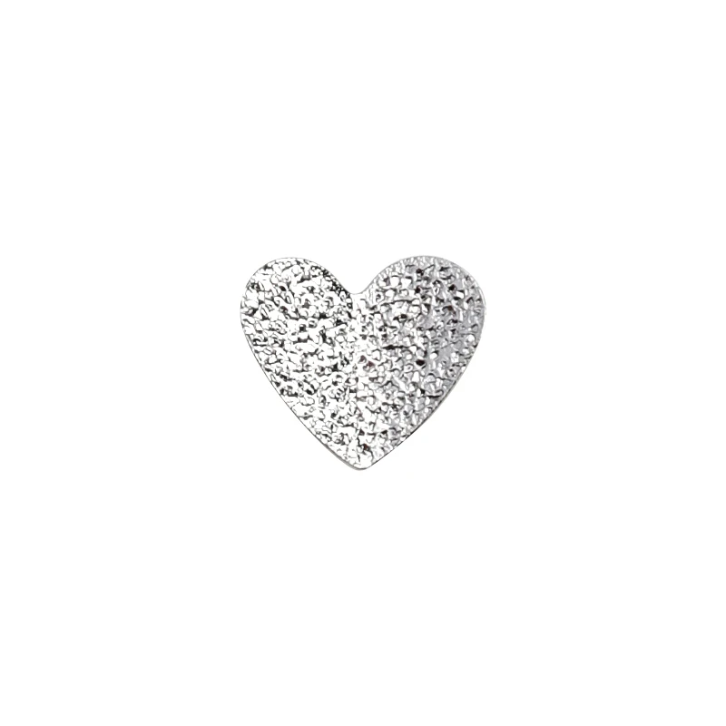 50Pcs Texture Design Heart Shaped Nail Art Alloy Heart 3D Decals 2 Shapes Metal Nail Punk Charms Jewelry For Nail 3D Supplies