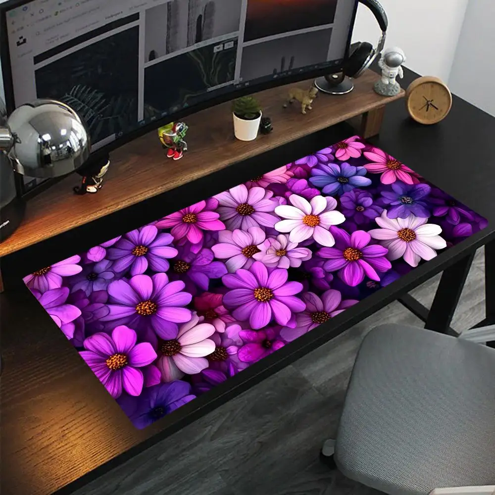 

Purple Flower ClusterMouse Pad Oversized lock edge mouse pad for gaming computer keyboard and desk