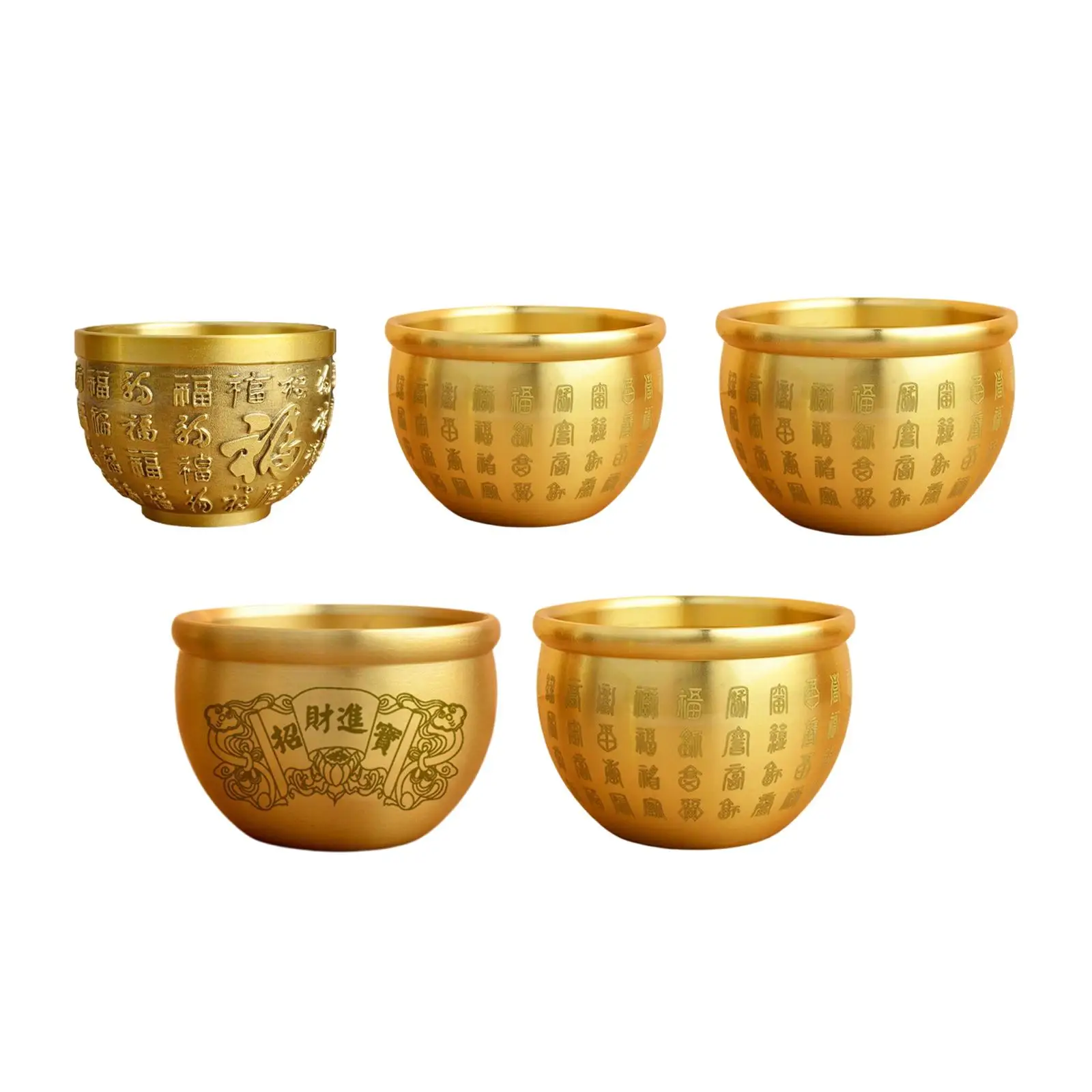Traditional Brass Feng Shui Bowl Bai Fu Ornament Desktop Collectible Figurines Flower Pot Decoration for Special Occasions