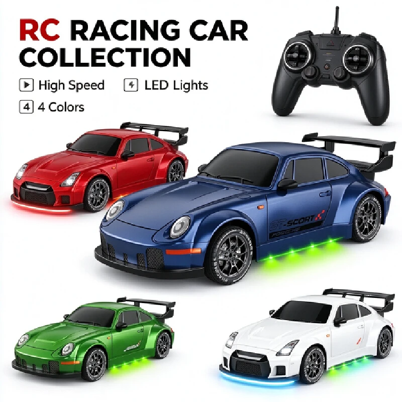 Rc Drift Car 4wd 2.4g Full Throttle Speed Racing Car Stepless Speed Sport Vehicle With Cool Ambient Light For Adult Hobby