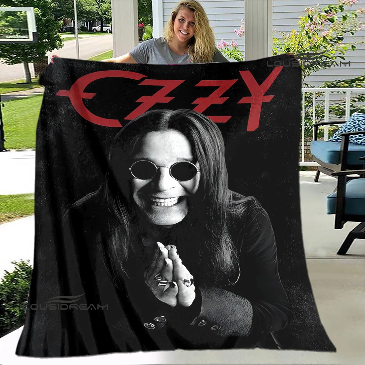 Ozzy osbourne retro printing blankets to keep warm soft and comfortable home travel bed blanket bed linings birthday gift