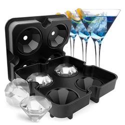Creative 3D Diamond Skull Ice Cube Maker Bar Tool with 4 Grid BPA-free Silicone Mold DIY Ice Candy Cake Pudding Chocolate Molds
