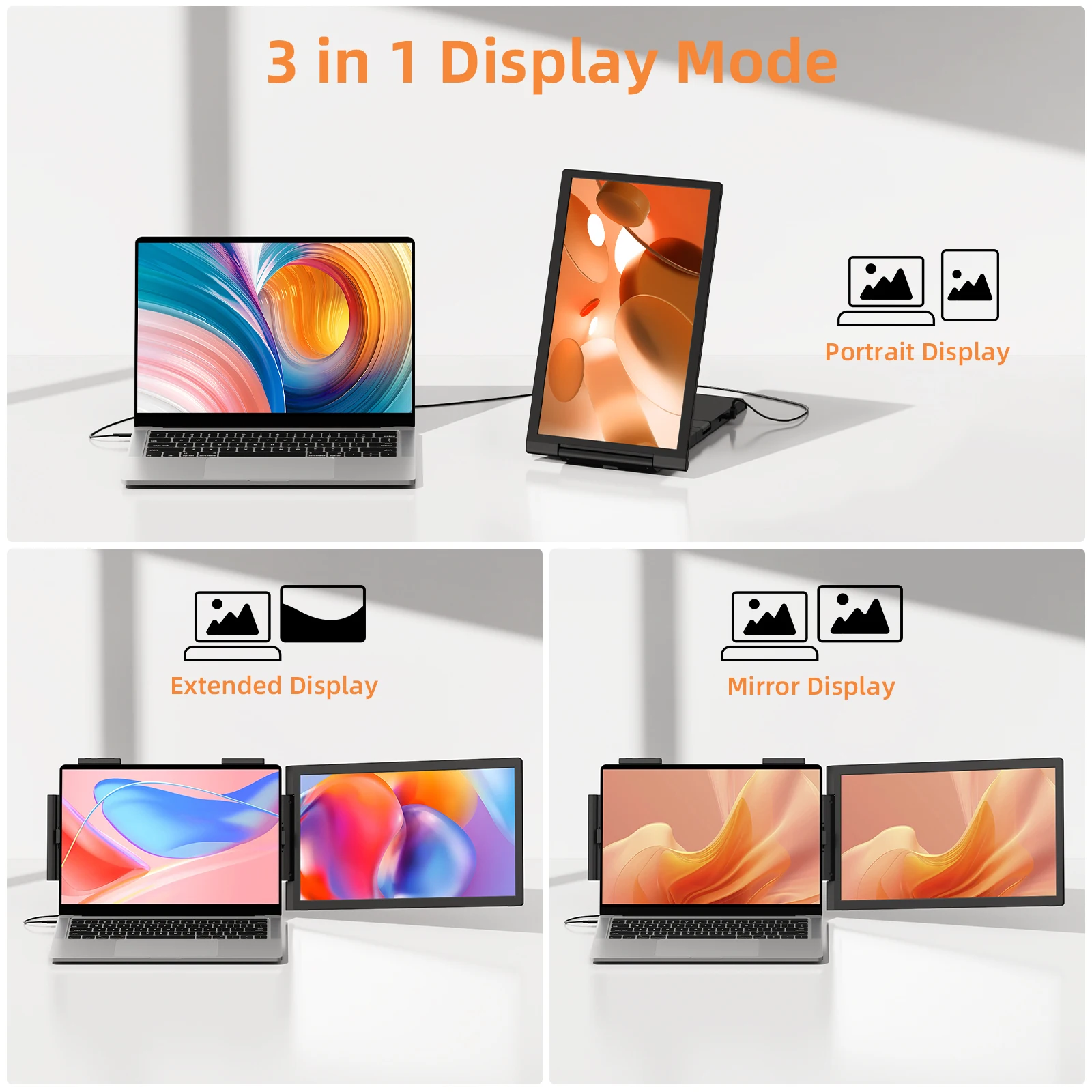 Amoudo 14 بوصة شاشة الكمبيوتر المحمول موسع 1920*1080P IPS شاشة محمولة مع منفذ USB-C HDMI لنظام التشغيل Windows Mac Switch PS5 Xbox