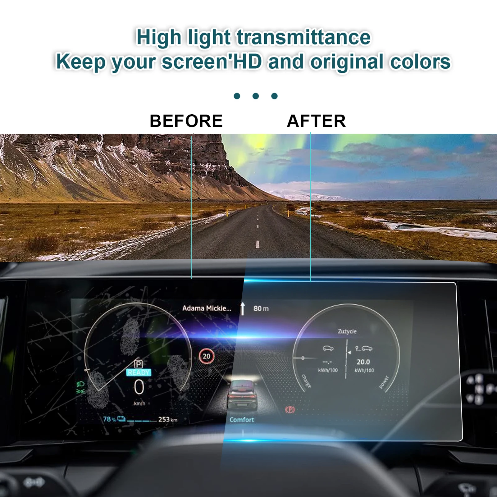 LFOTPP Nano-Displayschutzfolie für Renault Megane E-Tech/Austral, Auto-Navigationsinstrument-Display, Renault Megane Zubehör – Detail 11