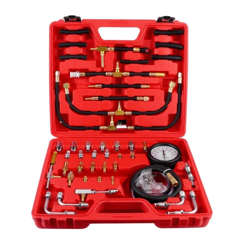 Podofo 0-140PSI Öl-Einspritzdruck-Prüfgerät-Set Kraftstoffdruck-Tester-Kit für Auto LKW SUV Motorrad ATV RV TU-443