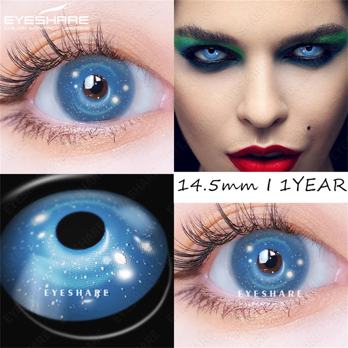 EYESHARE Halloween Colored Contact Lenses Crazy Red Contact Lenses Anime Black Eye Lenses 1pair(2pcs) Cosplay Beauty Makeup Lens
