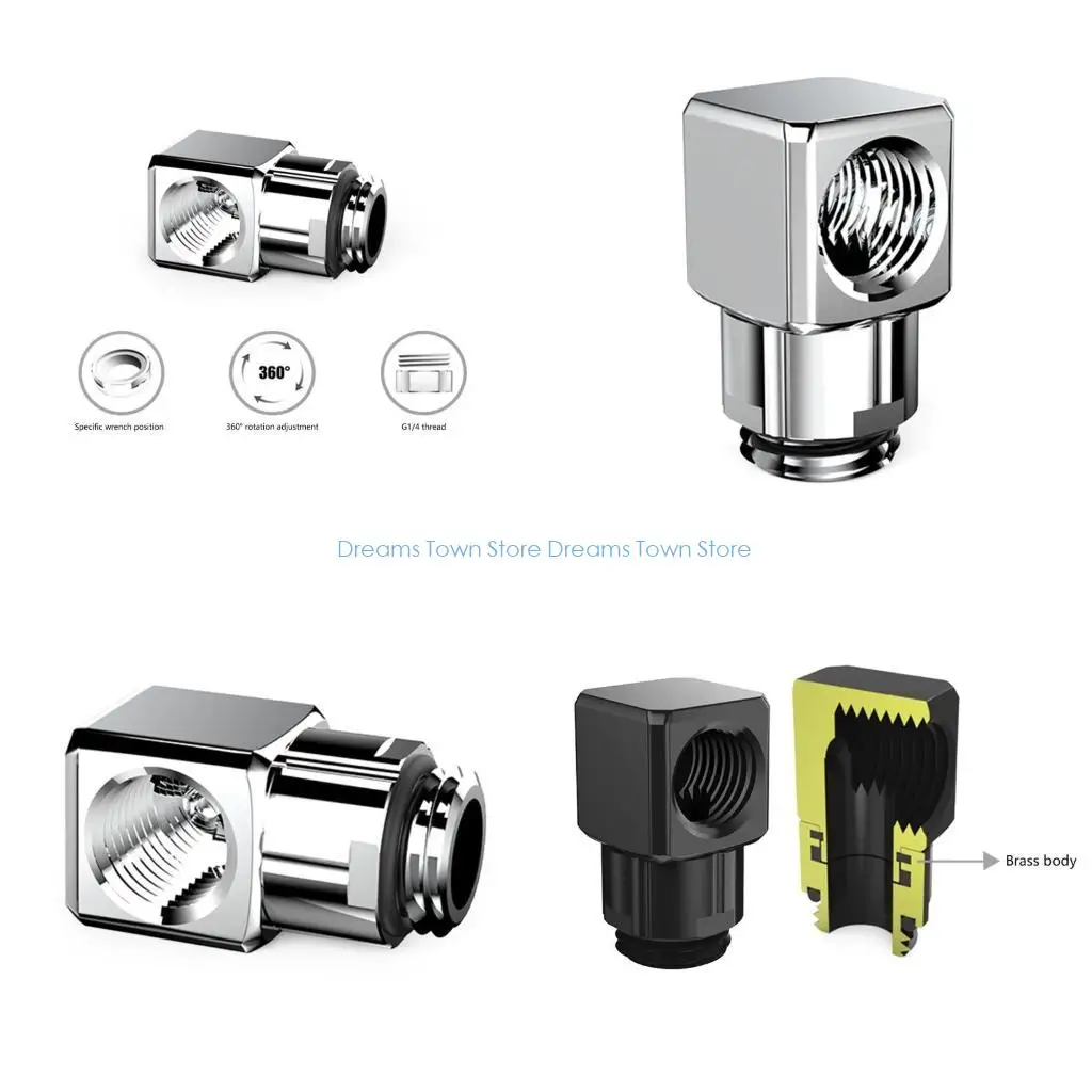 

HX6A 90 Degree Elbow Fitting PC Liquid Cooled Accessories 360 Degree Rotation Adapter Connection External G1/4 Thread