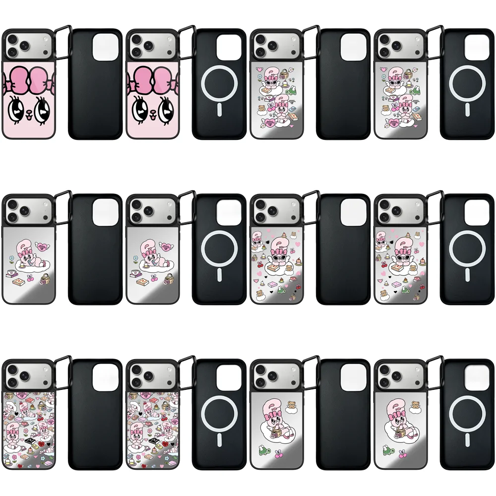 6040717 Camera Ring Stand Mirror Surface Cover for IPhone 14 15 16 17 Pro Max 17 Air Case - Protective Magnetic Case