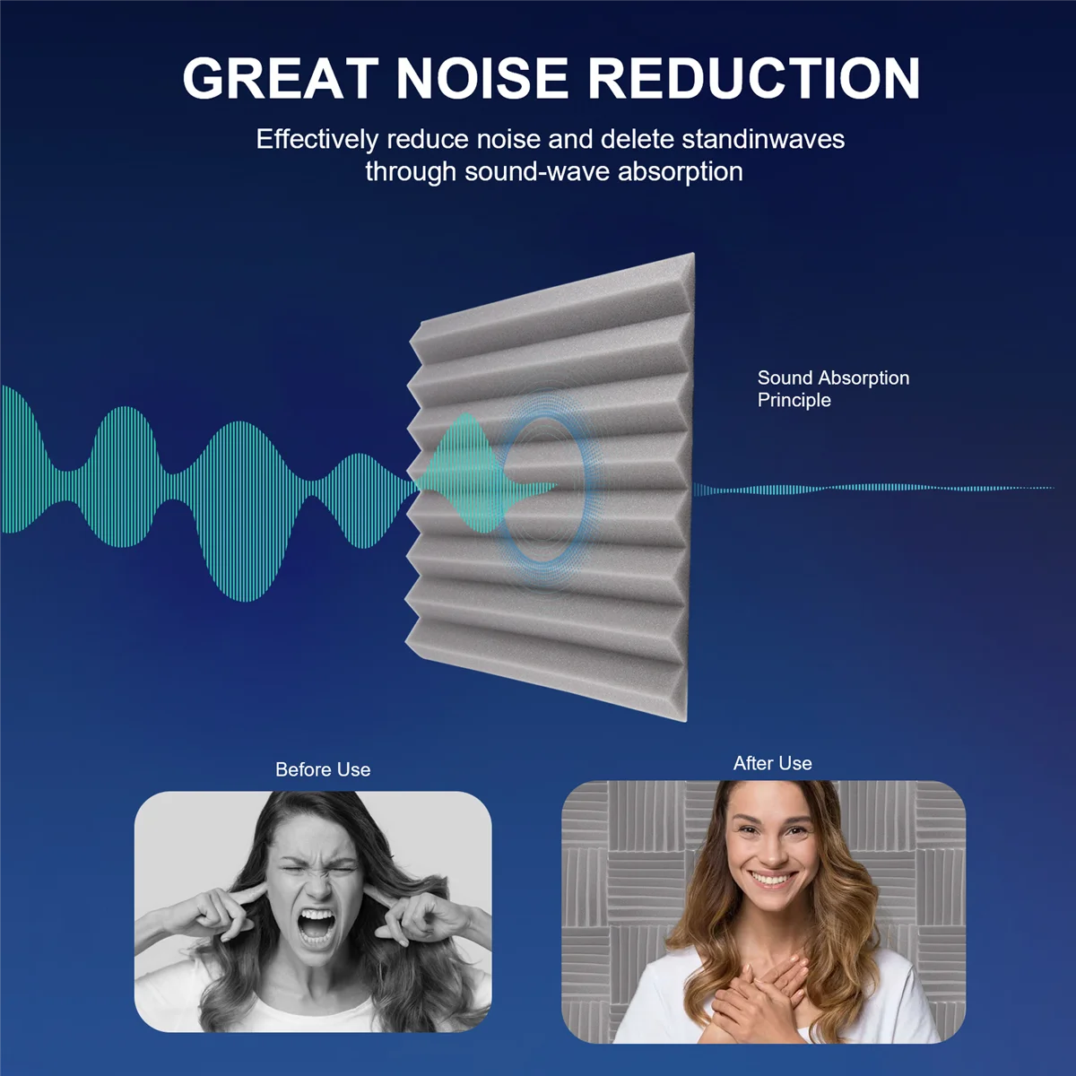 

T61C_24Pack 1 Inch X 12 Inch X12 Inch Soundproof Foam Panels Sound Absorbing Insulation for Recording Studio, Gaming Room