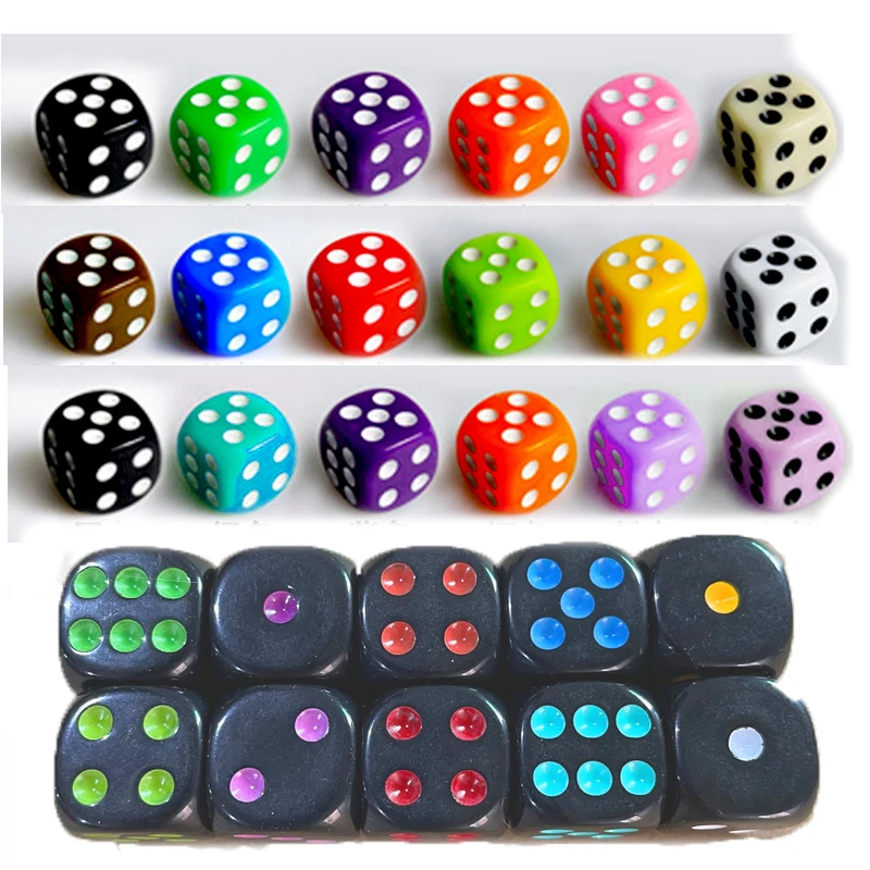 

20 шт., высококачественные однотонные прозрачные игральные кости, 16 мм