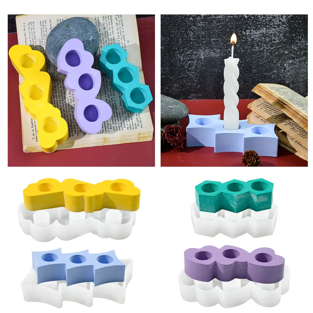 

DIY Crystal Dropper Four Different Shapes Candle Holders Aromatherapy Candles Gypsum Epoxy Resin Silicone Mold