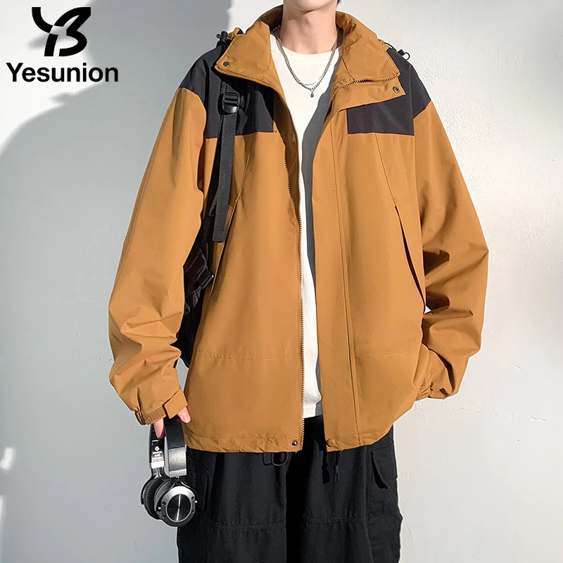 

YESUNION осенне-зимние водонепроницаемые женские куртки, повседневное универсальное пальто с капюшоном и цветными блоками, ветрозащитная дышащая одежда унисекс