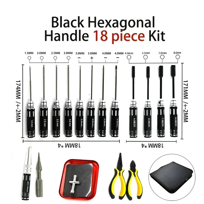 18 in 1RC Tools Kits Screwdriver Pliers Hex Sleeve Socket Repair Box Set for Repairing RC Airplanes Rc Car Model Toys