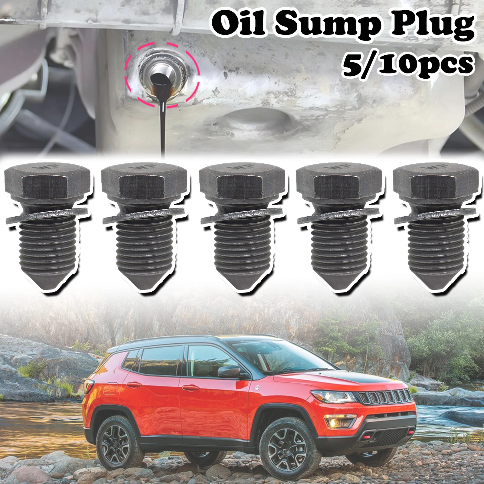 

5/10pcs Engine Oil Sump Pan Plug M14x1.5x22 Drain Seal Washer Screw Thread For Dodge Ford Jeep Mitsubishi Porsche Cayenne 2007