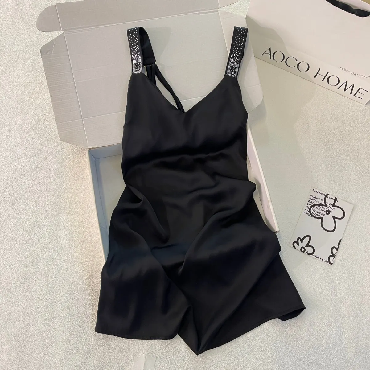 Lencería Sexy de Seda Fría para Mujer, Estilo 2025, con Relleno en el Pecho, Ropa de Dormir de Gran Tamaño, Estilo Pure Desire