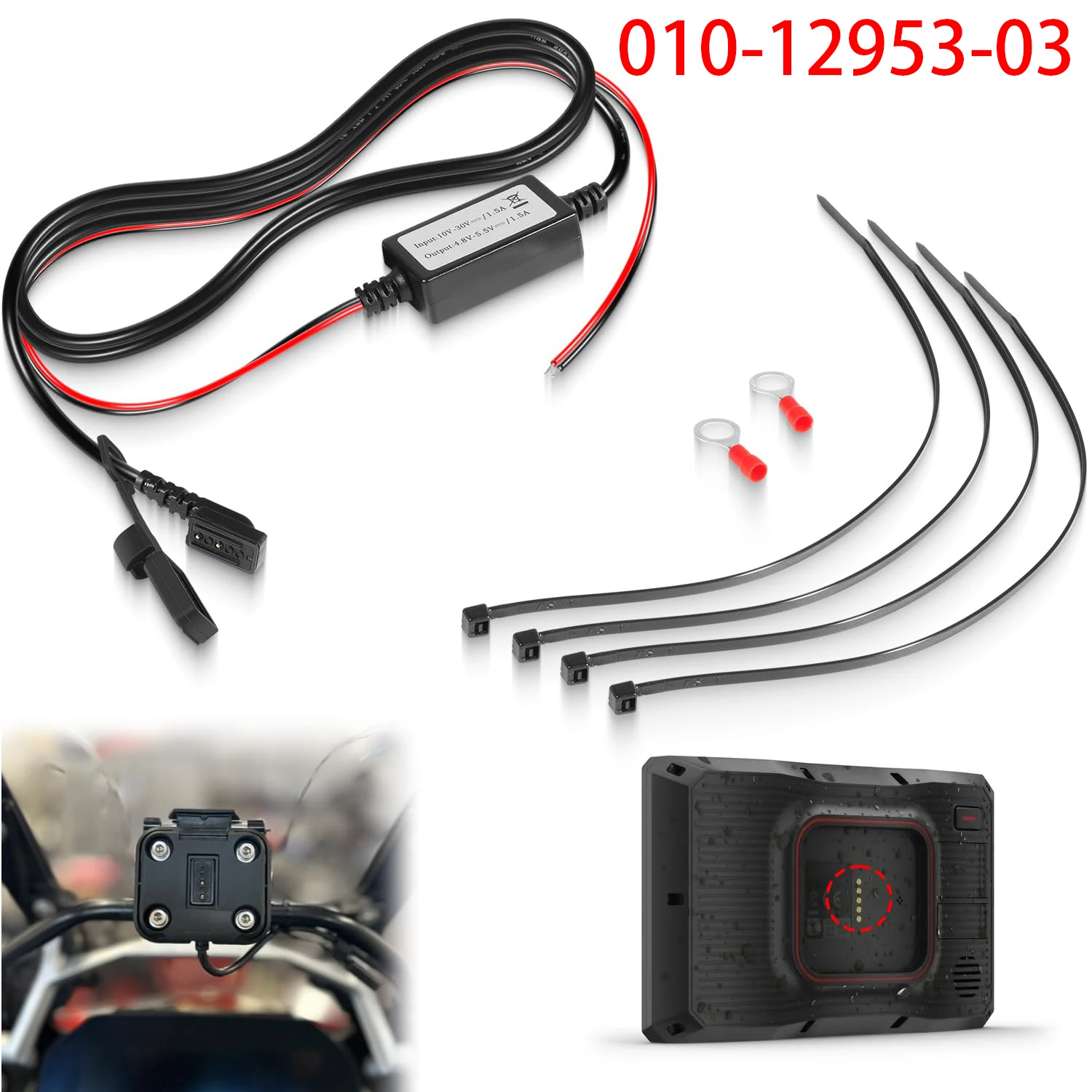 Upgraded 010-12953-03 Motorcycle Navigator Power Cable Fits for Garmin Tread & Zumo XT Navigator,10-30V DC Navigator Power Cable