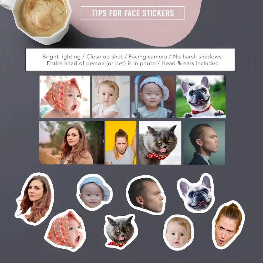 Personalisierte Gesichtsaufkleber von Fotos – personalisiertes Geschenk für Freunde/Familie/Paare – lustige DIY-Fotoaufkleber mit Ausschnitten (Geburtstage/Partys). – Detail 3