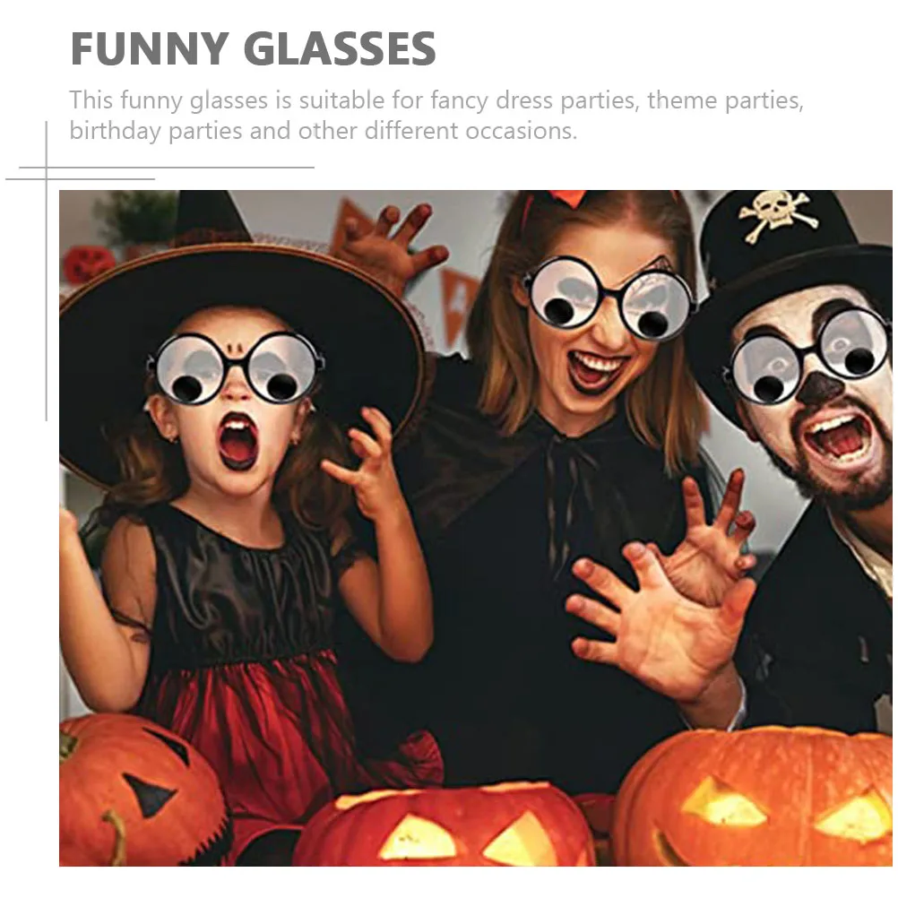 

6pcs Googly Eye Glasses Creative Movable Eyeballs Funny Party Spectacles Round Frame Costumes Pranks Adults Halloween
