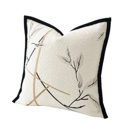 embroidery cushion cover white black 45*45 50*50cm high-end luxury throw pillow cover home decor pillowcase for sofa livingroom