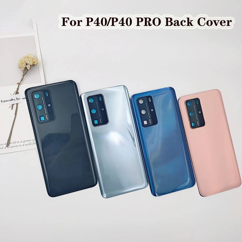 For Huawei P40 Pro Battery Cover Back Glass Panel Rear Housing Case For P40 Battery Protect Shell With Camera Lens Frame +Logo