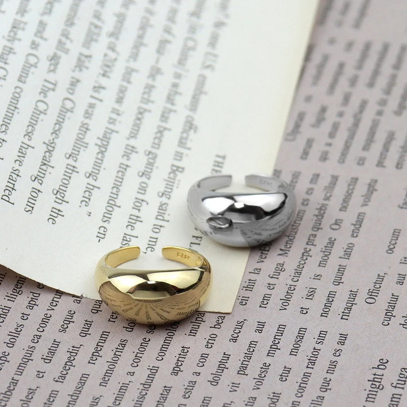 Unisex 925 Sterling Silver Smooth Geometric Adjustable Ring