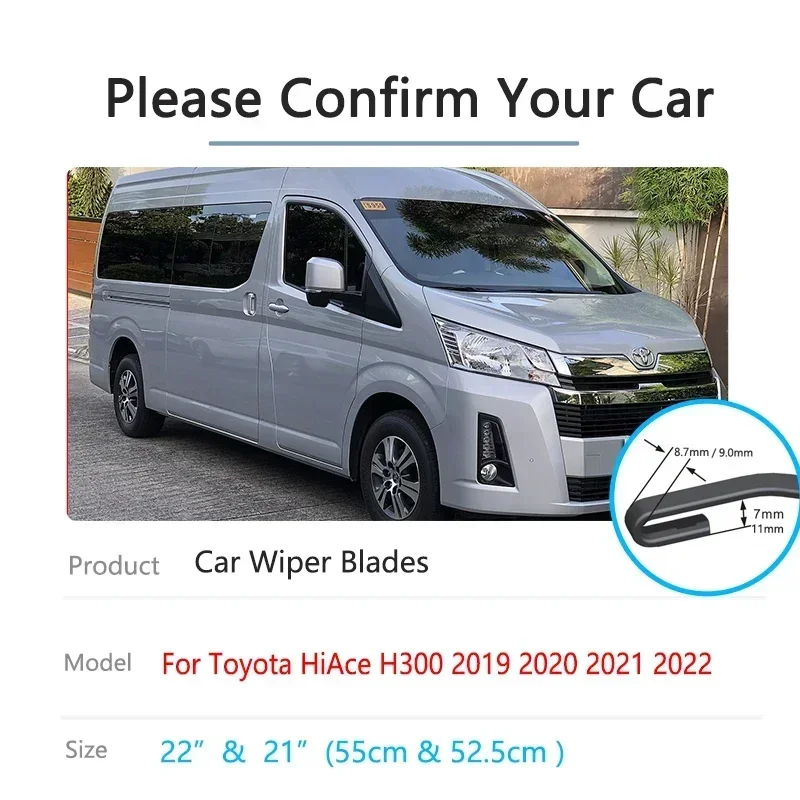 For Toyota HiAce H300 GranAce 2019 2020 2021 2022 Front Wiper Blades Brushes Window Boneless Frameless Rubber Car Accessories