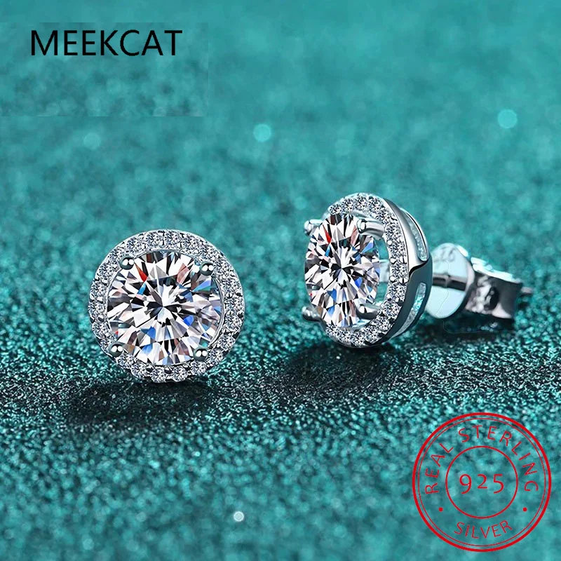 

2CT Moissanite Stud Earrings for Women Platinum Plating 925 Sterling Silver Diamond Ear Studs Wedding Fine Jewelry Brincos Prata