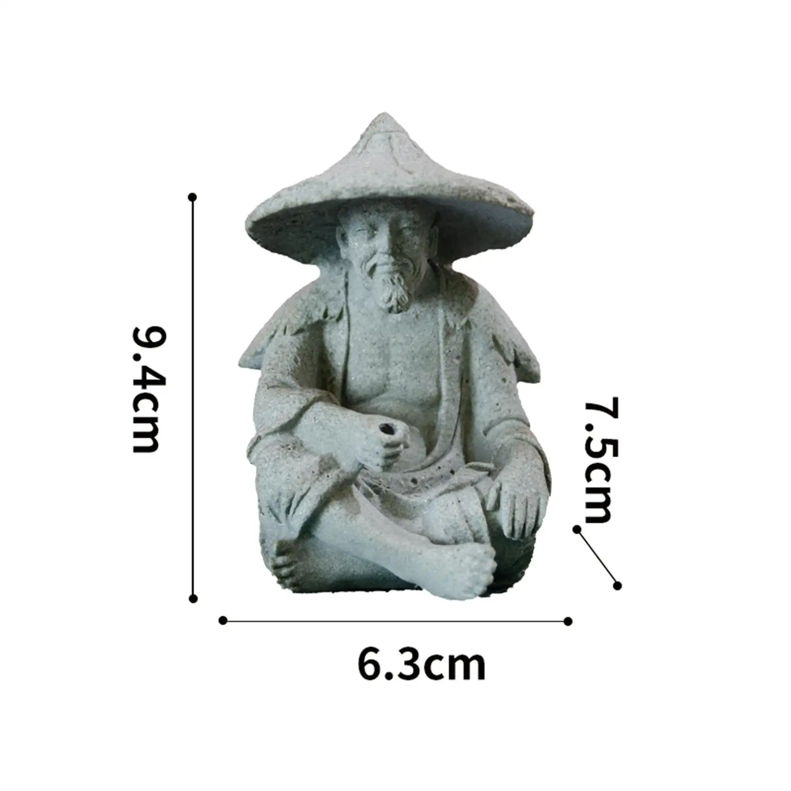 Resin Aquarium Ancient Chinese Fisherman Characters Statue Home Decor with Textured Appearance Details ,Salt and Fresh Water Use