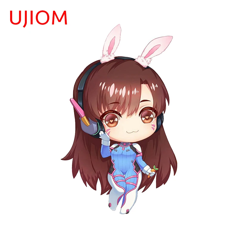 UJIOM 13cm X 8cm Lovely Girl Overwatch Cartoon Wall Sticker Interesting Funny Bathroom Sunscreen Decal Mural Art Home Decor