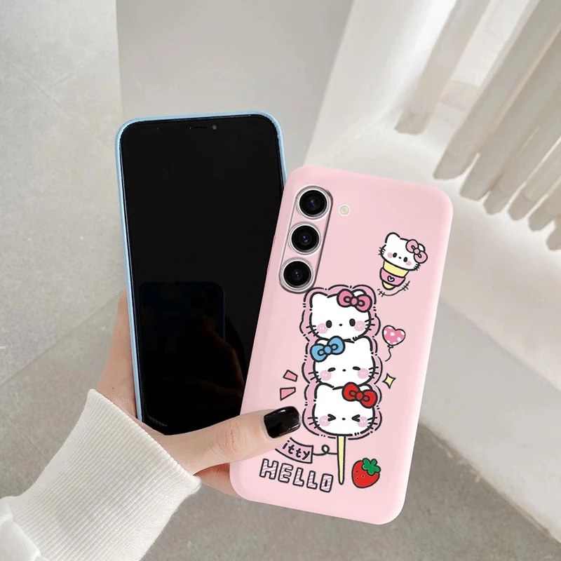 เคสโทรศัพท์ลายการ์ตูน Kuromi Kitty Cinnamoroll น่ารักสำหรับ Samsung S22 S21 S23 S24 S24 FE + S23 + S22 + S21 + PLUS ฝาซิลิโคนพิเศษ