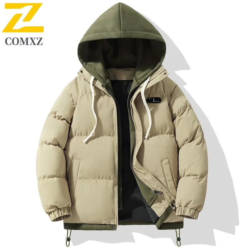 

COMXZ Мужская хлопковая куртка премиум-класса из двух предметов для путешествий, ветрозащитное хлопковое пальто, повседневная удобная зимняя парка с капюшоном для приключений на открытом воздухе