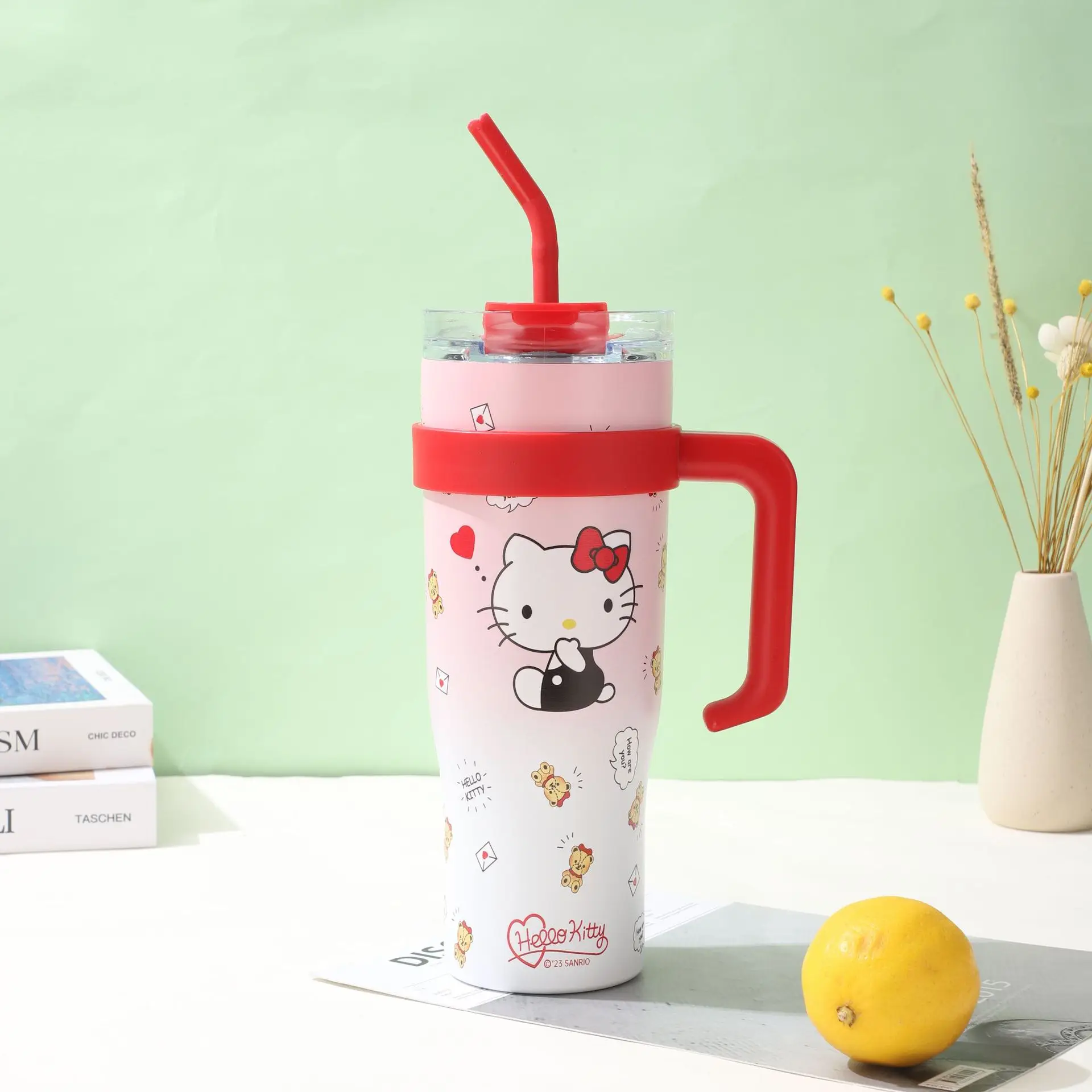 1200Ml Kawaii Sanrio Anime Straw Cup Cute Hello Kitty My Melody Cartoon Anti Fall Big Mac Large Capacity Ice Cup Gifts for Girls