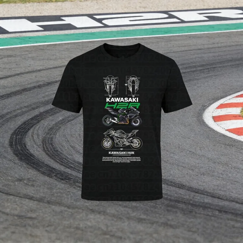 

Летняя быстросохнущая дышащая футболка Kawasaki из 100% хлопка с принтом, тонкая, для мужчин и женщин, для мотоциклистов, комфортная
