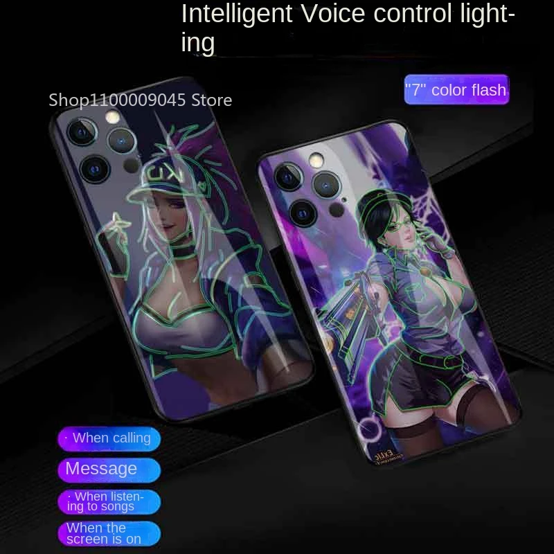 

LED Light Luminous Glass Phone Case For Samsung S24 S23 S22 S21 S20 Plus Ultra FE Note 10 20 A54 A71 A72 A73 Anime Glowing Cover